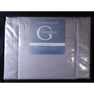 Grandeur Queen Sheet Set Nickel Color Cotton 700 Thread Count w/ 4 Pillowcases